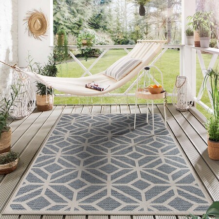 World Rug Gallery Contemporary Geometric Indoor/Outdoor Area Rug 5' x 7' Blue 411BLUE5X7